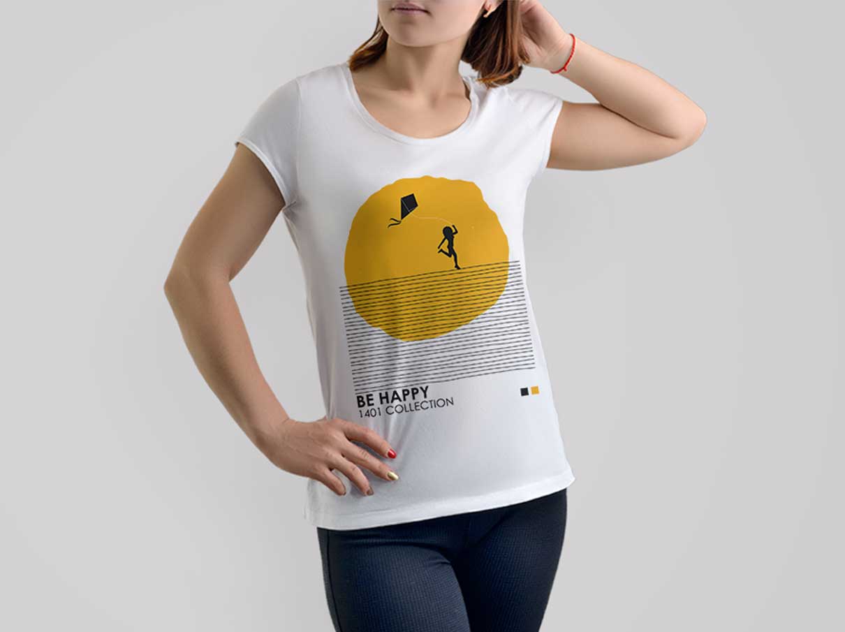طرح چاپ تی شرت دخترانه Be Happy