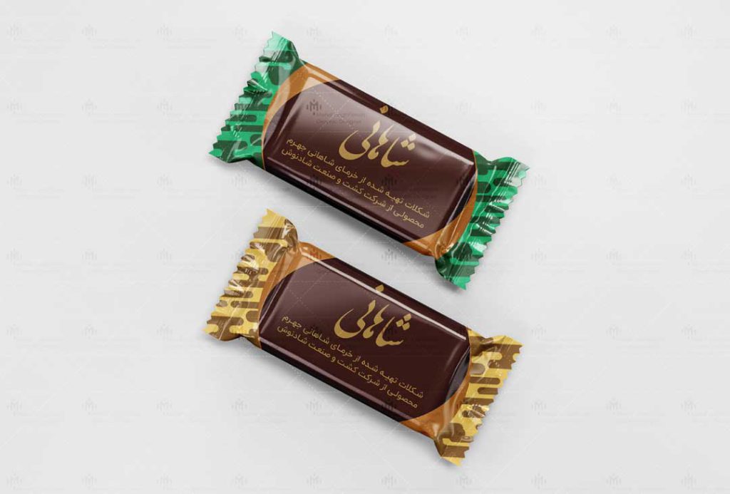 طراحی بسته بندی شکلات شاهانی